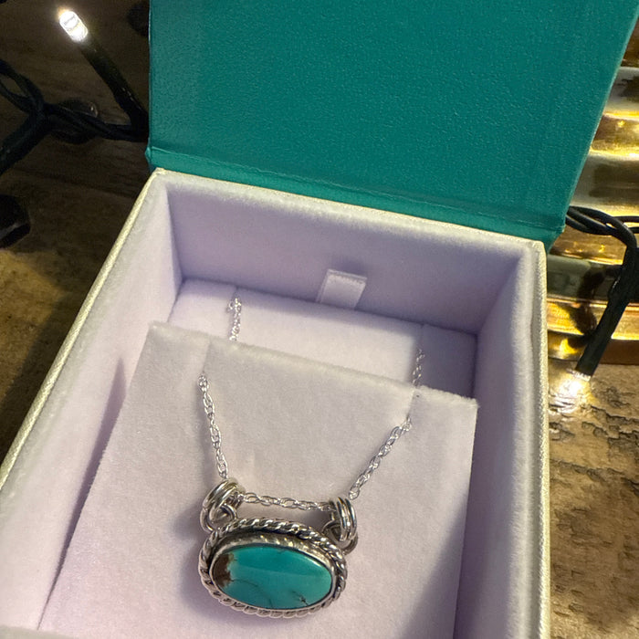 McGinnis Turquoise Pendant with chain. 5ct stone. Made by GTMW
