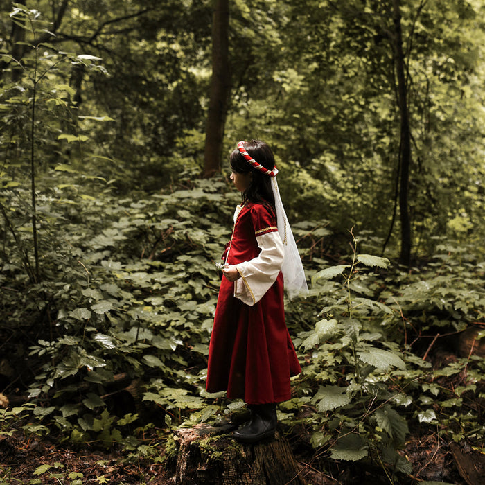 Medieval Headdress with Veil - Red