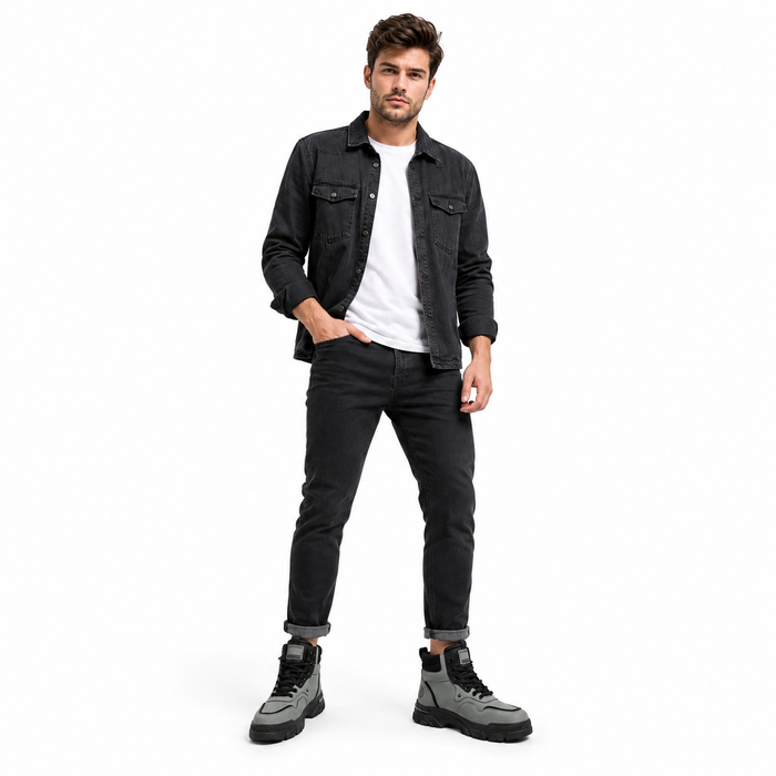Men's rugged casual boots in British military style with lace-up fit, mesh lining, and PVC sole for steady movement and wear.