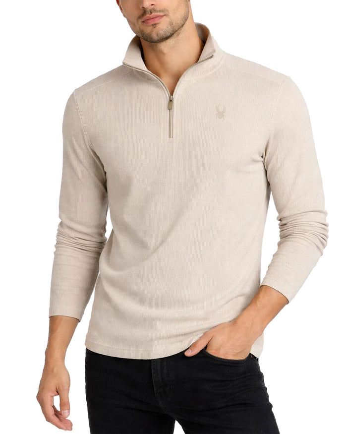 Men's Corduroy Double Knit Quarter Zip - Bone