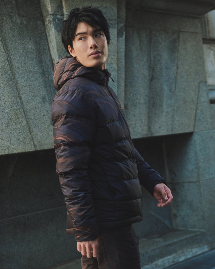 Men's Epiq Hooded Down Jacket -  Black Braided River