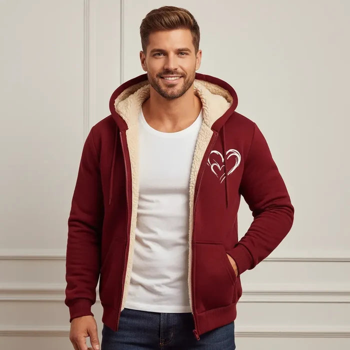 Men's fleece lined sweater interior thermal lining thickness
