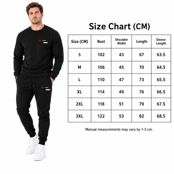 Men's printed fleece hoodie set with drawstring hood, kangaroo pocket, ribbed cuffs and matching jogger pants for casual wear