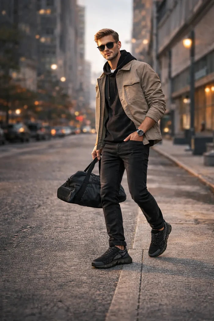 casual men sneakers fly woven upper studio lighting