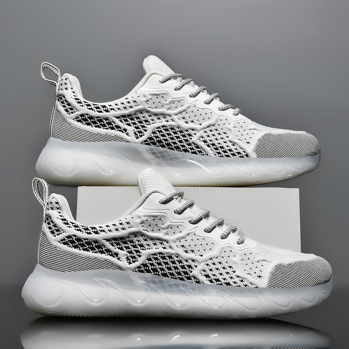 fly woven mesh shoes men heel pull tab detail