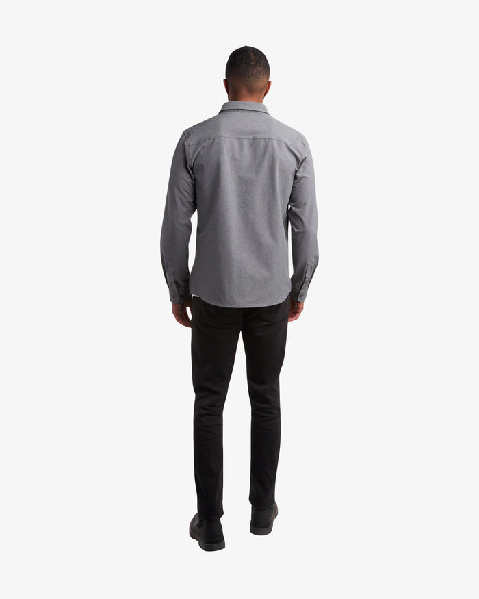 Men's Melange Long Sleeve 2 Pocket  - Grey