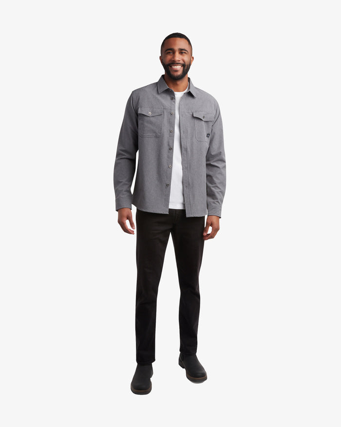Men's Melange Long Sleeve 2 Pocket  - Grey