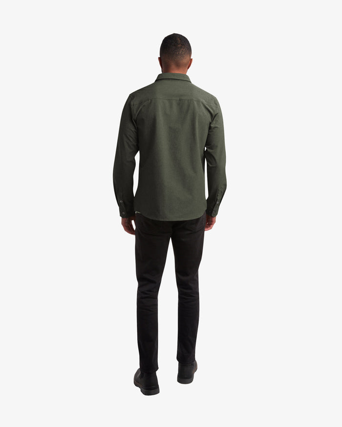 Men's Melange Long Sleeve 2 Pocket - Olive