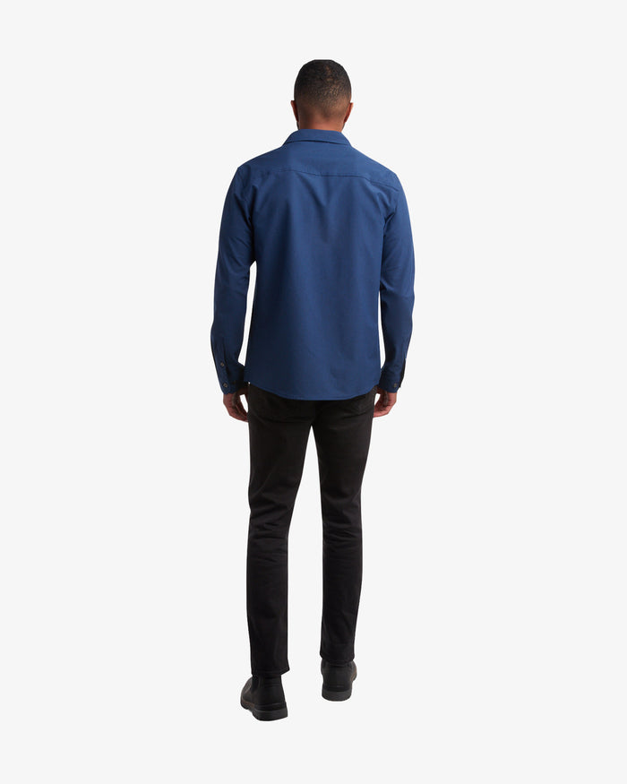Men's Melange Long Sleeve 2 Pocket Shirt - Estate Blue
