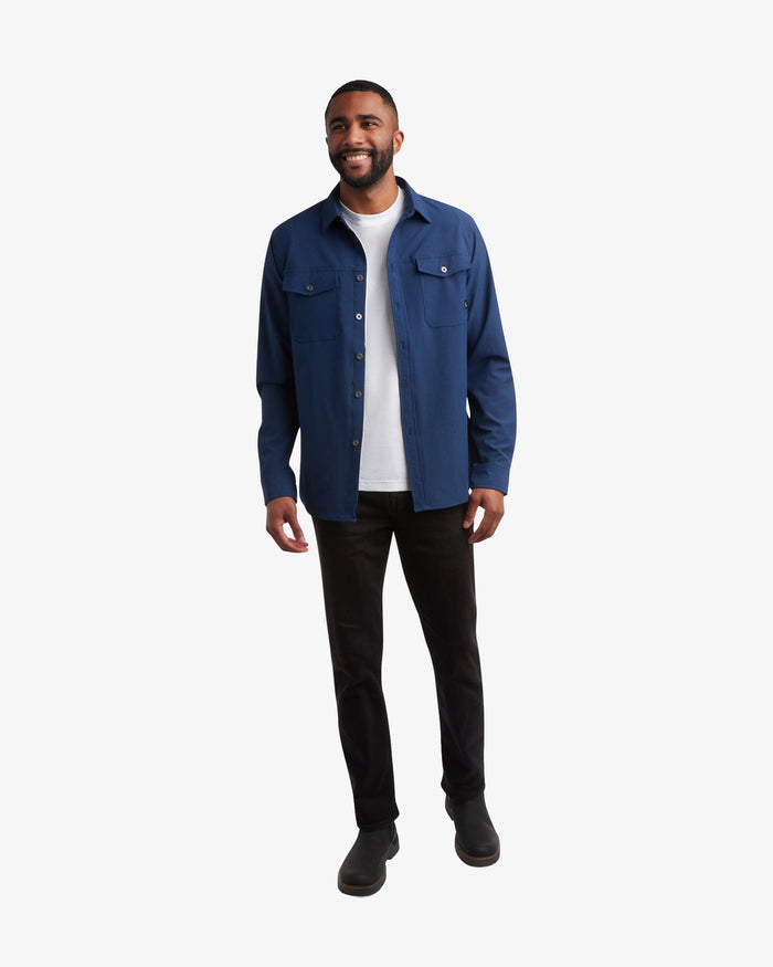 Men's Melange Long Sleeve 2 Pocket Shirt - Estate Blue