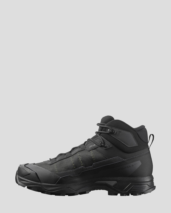 Men's Salomon X Ultra 5 GTX Mid Hiking Boots - Wide - Black/Asphalt/Castlerock