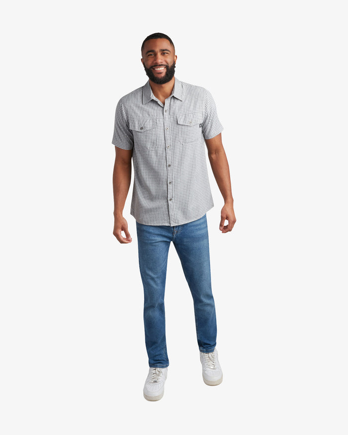 Men's Short Sleeve Check Polo - Grey