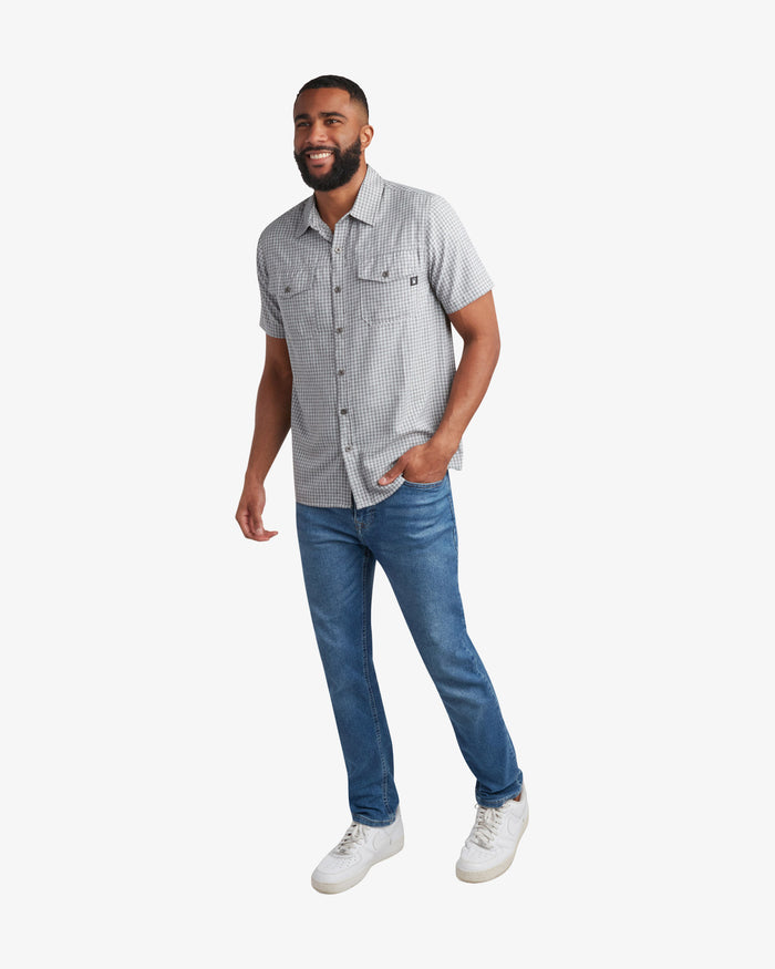 Men's Short Sleeve Check Polo - Grey
