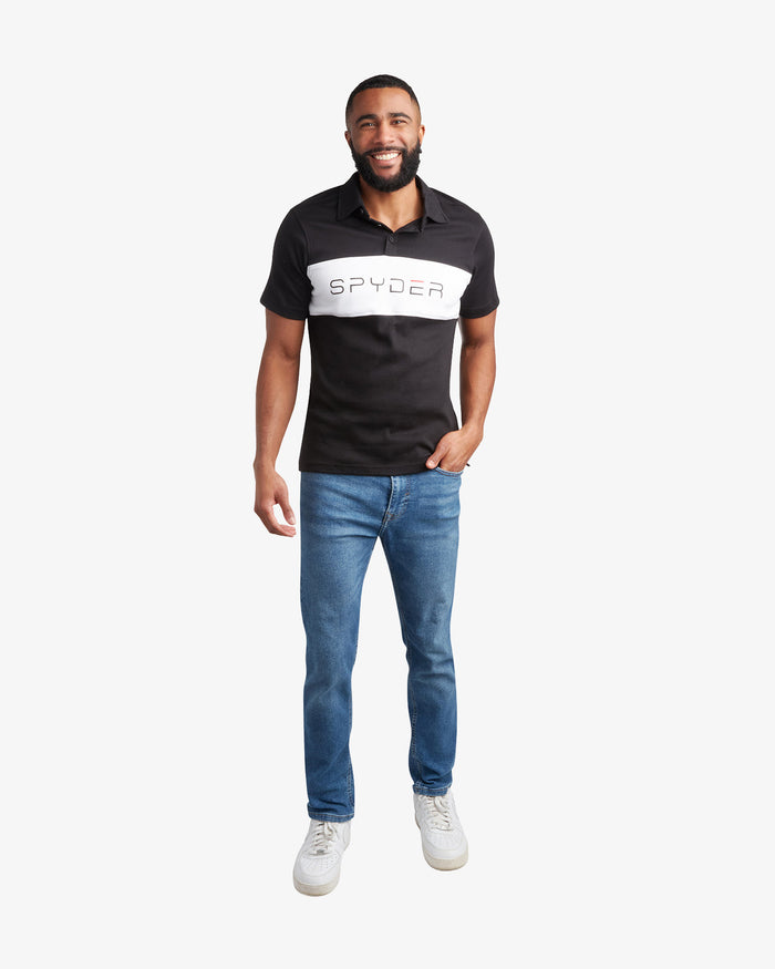 Men's Short Sleeve Color Block Polo - Black