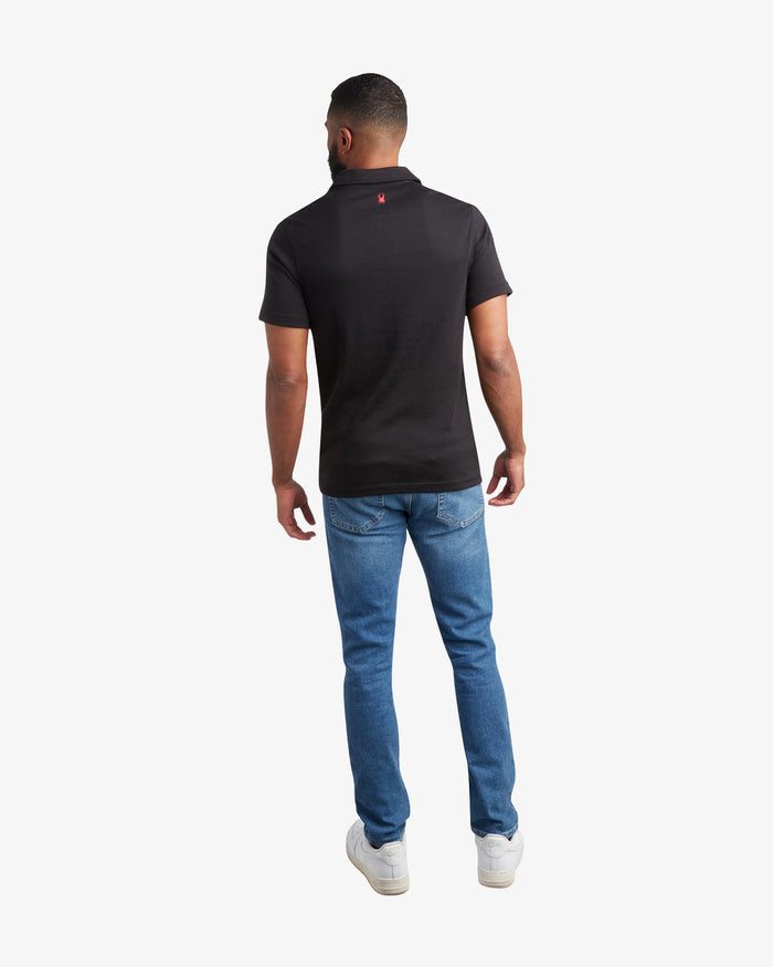 Men's Short Sleeve Color Block Polo - Black