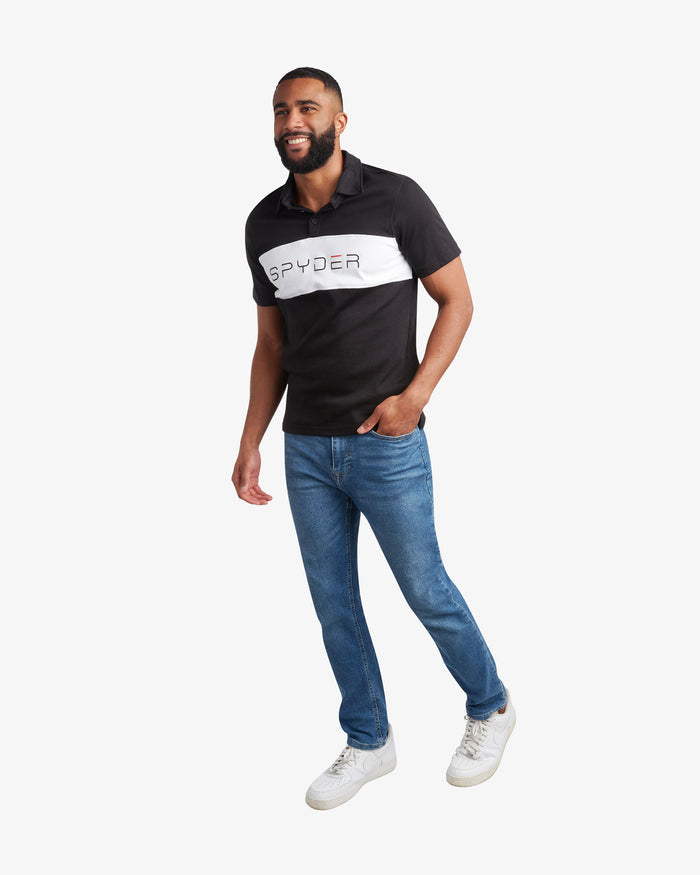Men's Short Sleeve Color Block Polo - Black