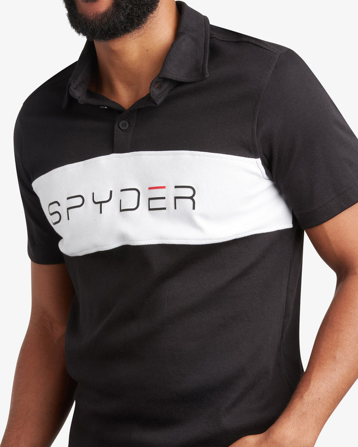 Men's Short Sleeve Color Block Polo - Black