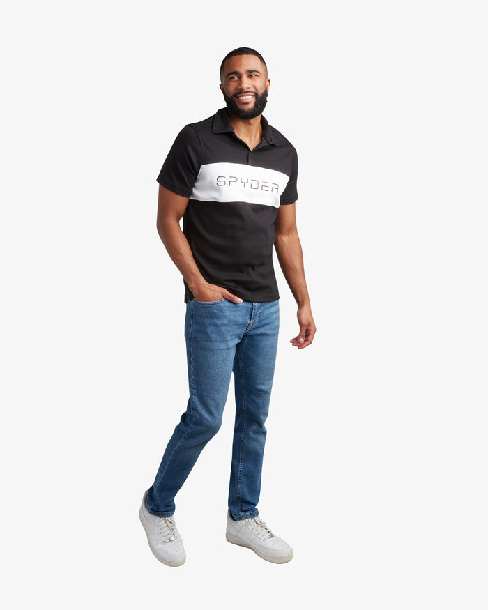 Men's Short Sleeve Color Block Polo - Black