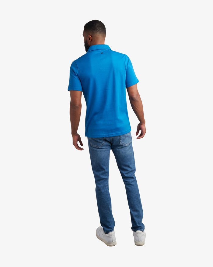 Men's Short Sleeve Color Block Polo - Cobalt