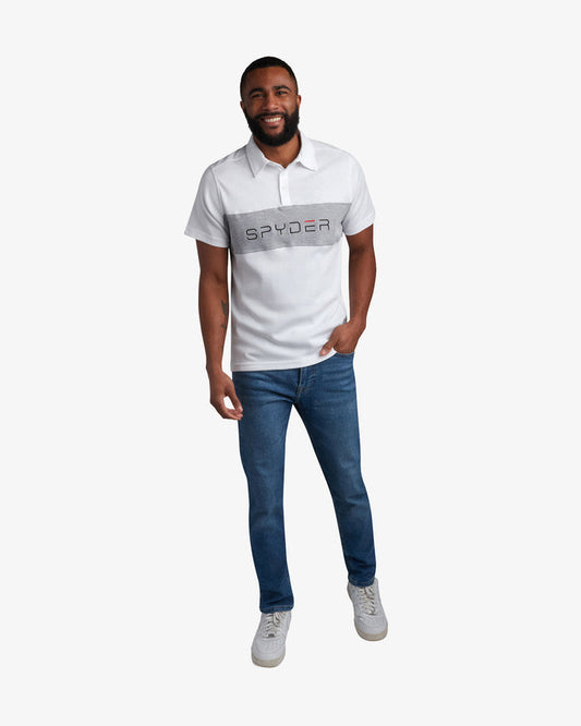 Men's Short Sleeve Color Block Polo - White