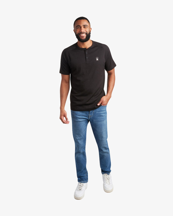 Men's Short Sleeve Henley - Black