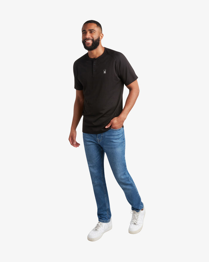 Men's Short Sleeve Henley - Black
