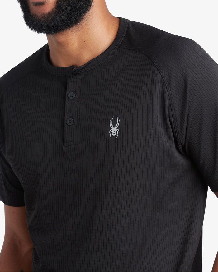 Men's Short Sleeve Henley - Black