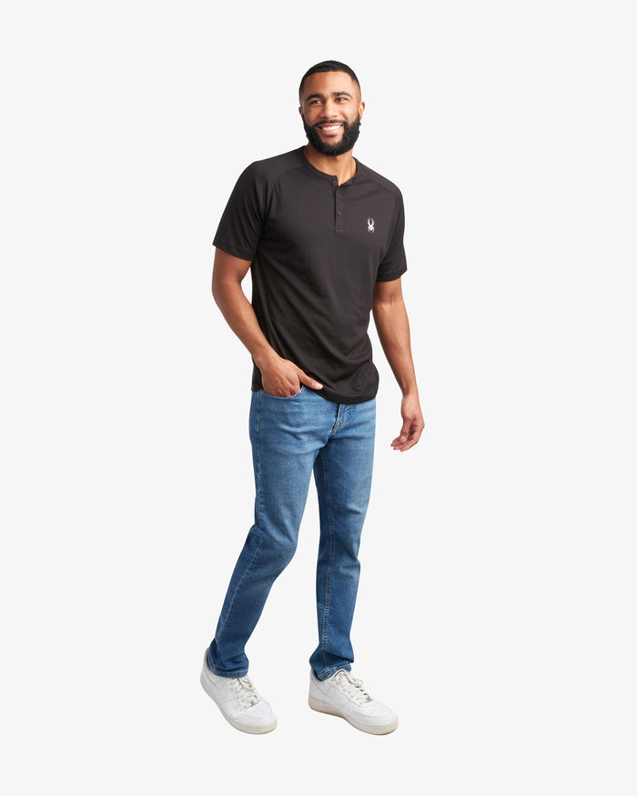 Men's Short Sleeve Henley - Black