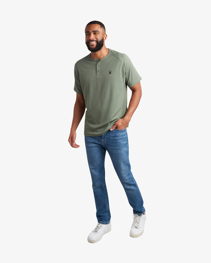 Men's Short Sleeve Henley - Spruce Green