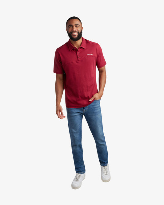 Men's Short Sleeve Interlock Polo - Redwood