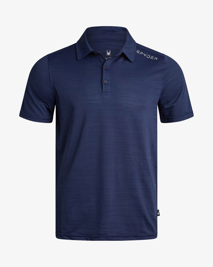 Men's Short Sleeve Jacquard Polo - Navy