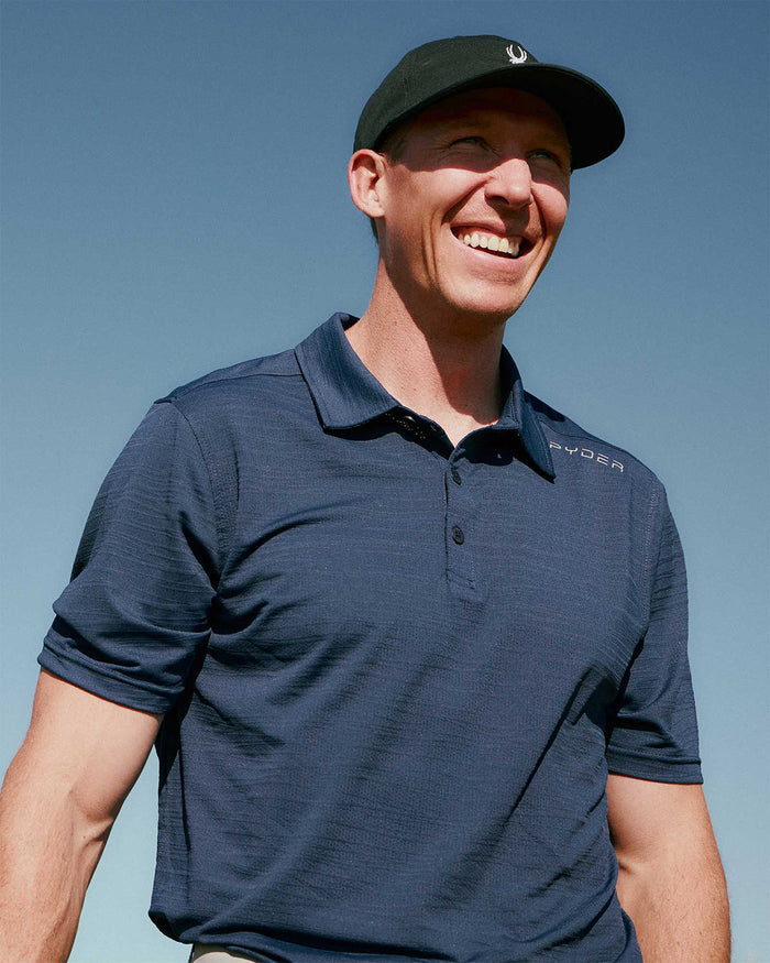 Men's Short Sleeve Jacquard Polo - Navy