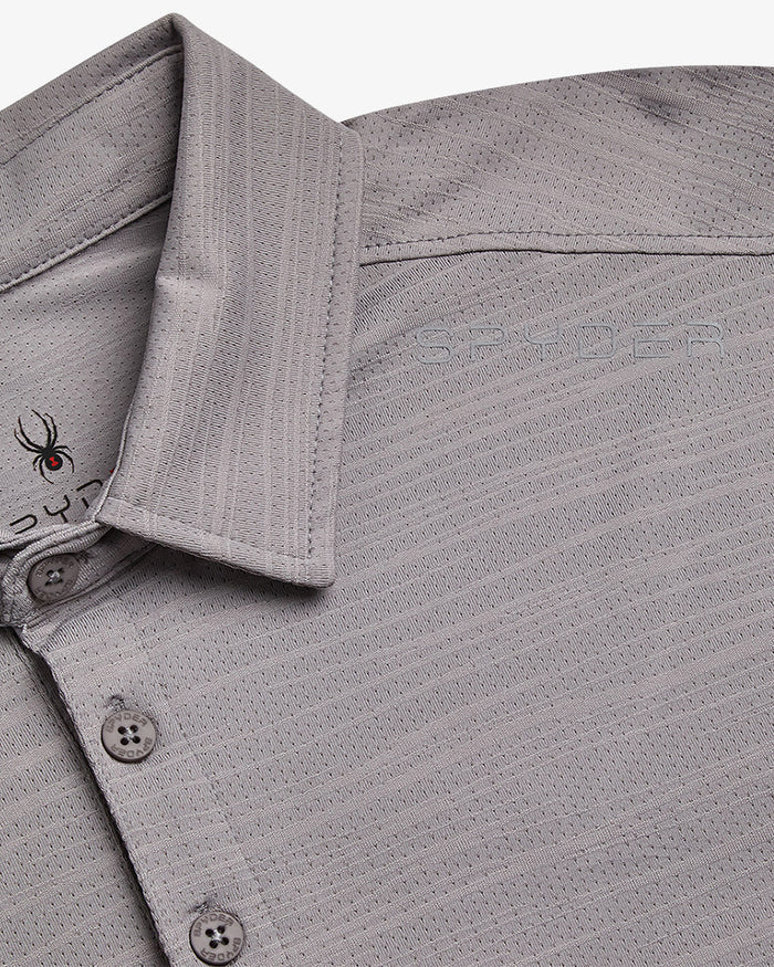 Men's Short Sleeve Jacquard Polo - Pewter