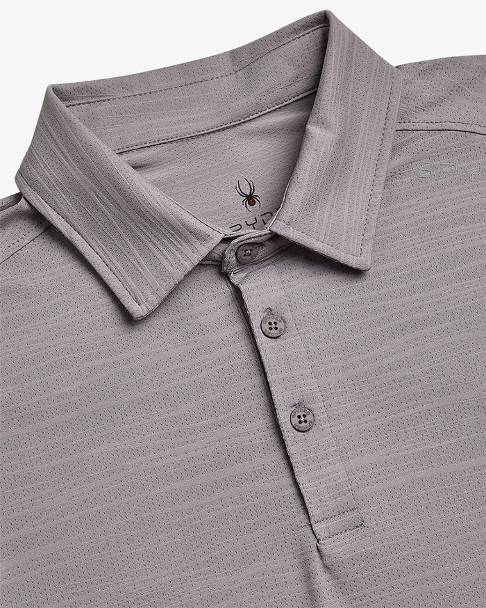 Men's Short Sleeve Jacquard Polo - Pewter