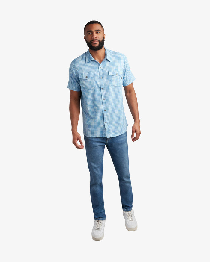 Men's Short Sleeve Mini Check Polo - Cobalt