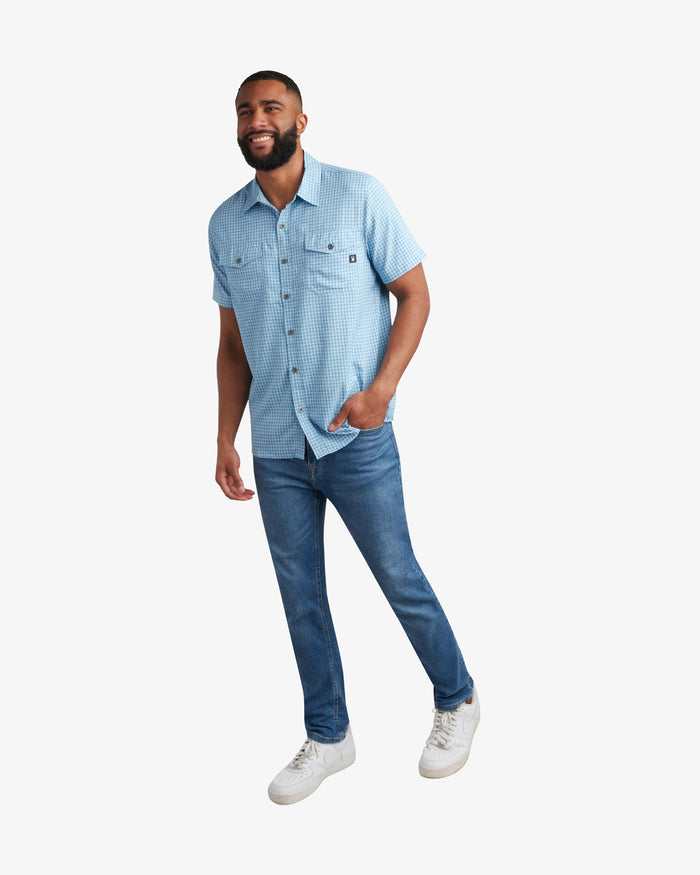 Men's Short Sleeve Mini Check Polo - Cobalt