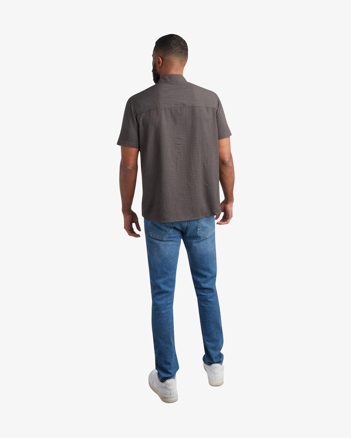 Men's Short Sleeve Mini Check Polo - Heather Black