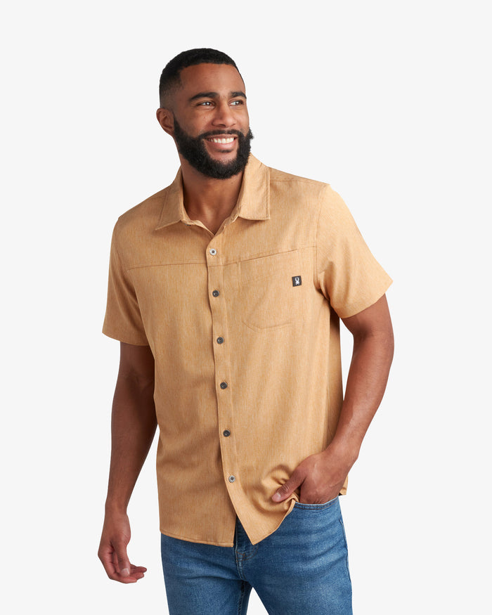 Men's Short Sleeve Mini Stripe Polo - Carmel