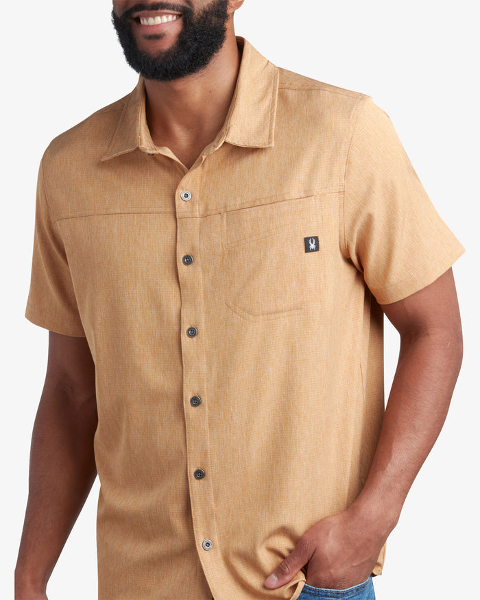 Men's Short Sleeve Mini Stripe Polo - Carmel