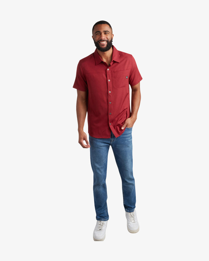 Men's Short Sleeve Mini Stripe Polo - Pomegranate