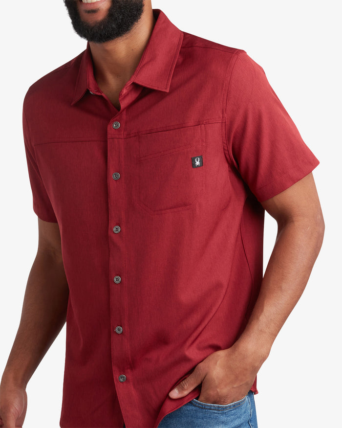 Men's Short Sleeve Mini Stripe Polo - Pomegranate