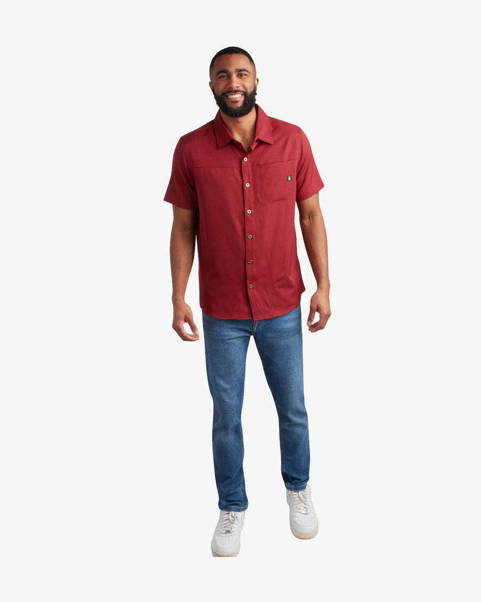 Men's Short Sleeve Mini Stripe Polo - Pomegranate