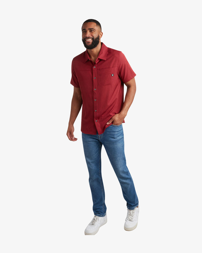 Men's Short Sleeve Mini Stripe Polo - Pomegranate