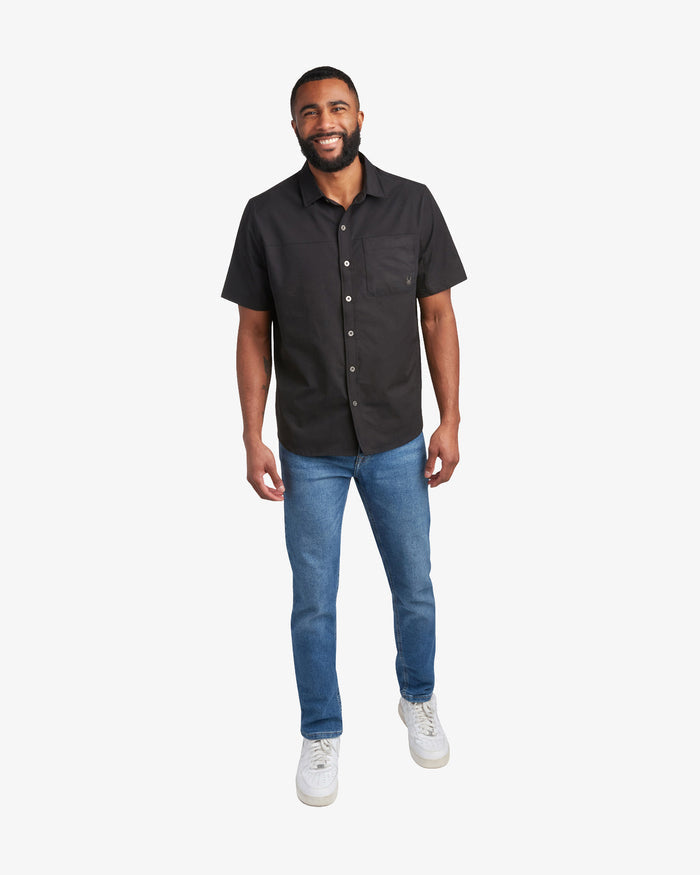 Men's Short Sleeve Ripstop Polo - Black