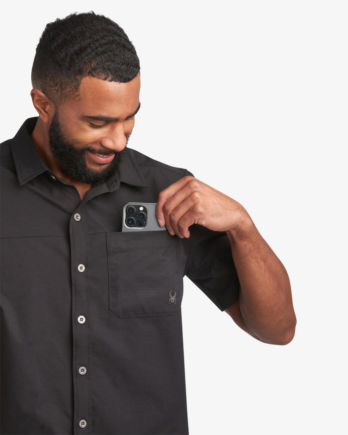 Men's Short Sleeve Ripstop Polo - Black