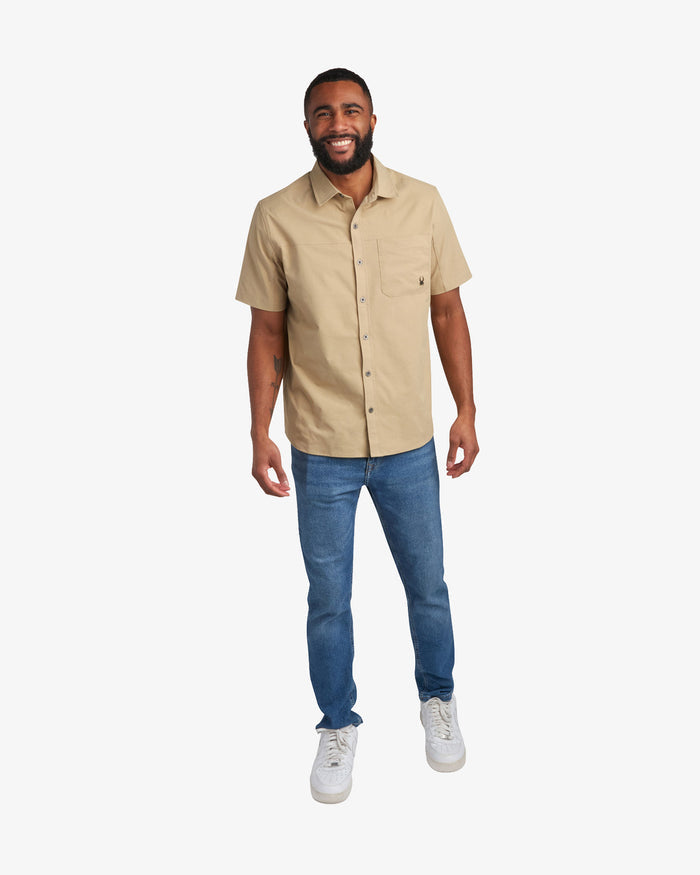 Men's Short Sleeve Ripstop Polo - Khaki
