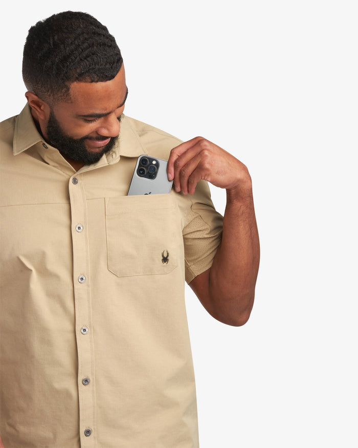 Men's Short Sleeve Ripstop Polo - Khaki
