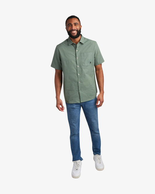 Men's Short Sleeve Ripstop Polo - Spruce Green