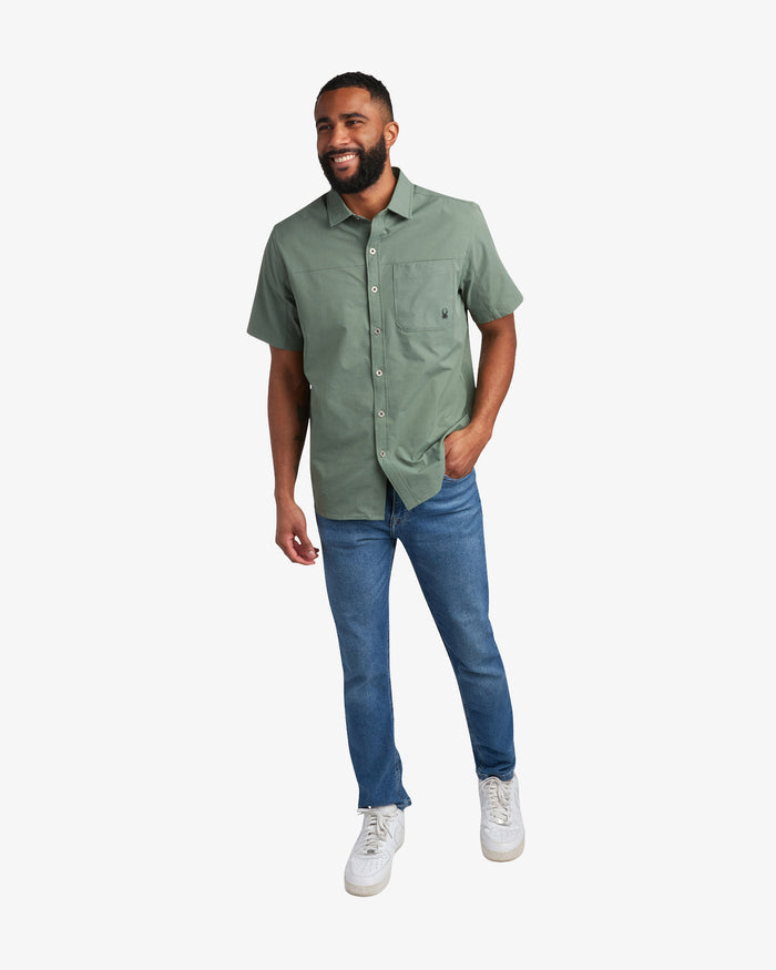 Men's Short Sleeve Ripstop Polo - Spruce Green