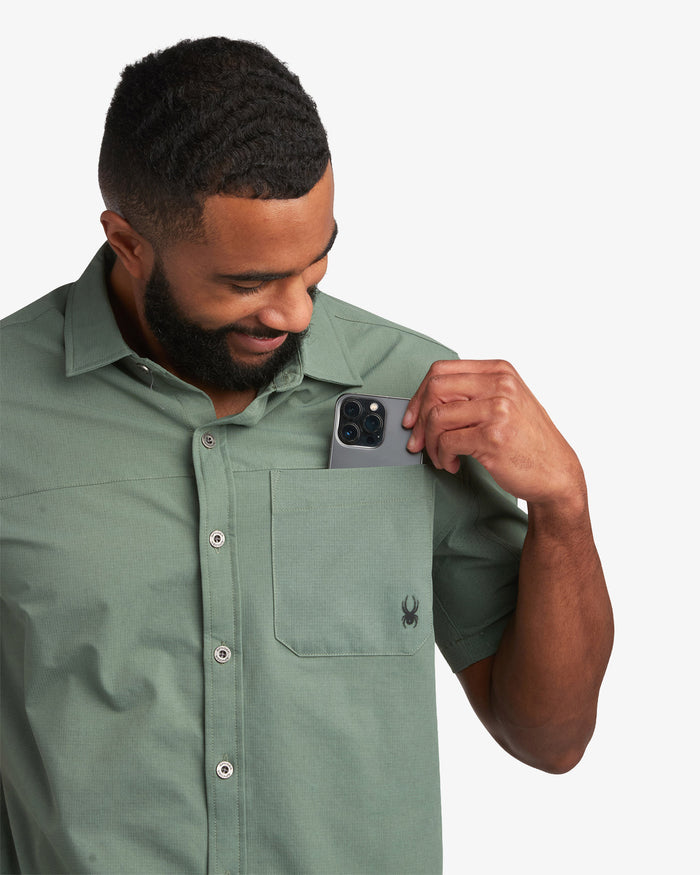 Men's Short Sleeve Ripstop Polo - Spruce Green